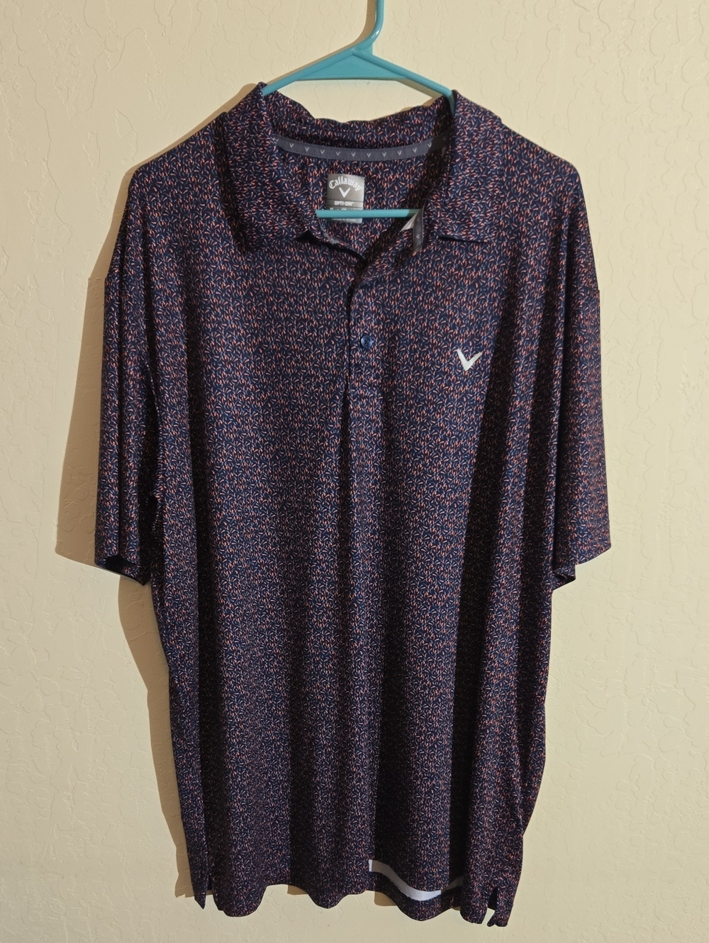 Callaway Navy Polo with Subtle Red Microprint